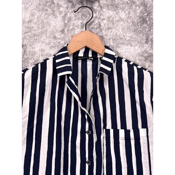 Uniqlo x Marimekko Top XS Womens Striped Boxy Button Down Shirt - Picture 2 of 8